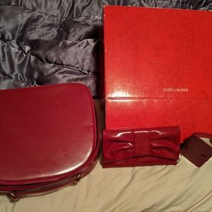 3 PC SET ESTEE LAUDER COSMETIC CASE, MIRROR AND CLUTCH